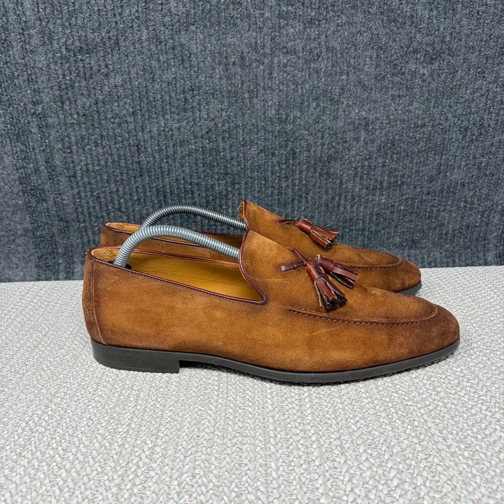 Magnanni Dion Tassel Loafers Brown Suede Leather Dress Shoes Flex Men’s 9.5